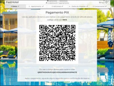 Pagamento com PIX QR Code no Motor de Reservas FastHotel